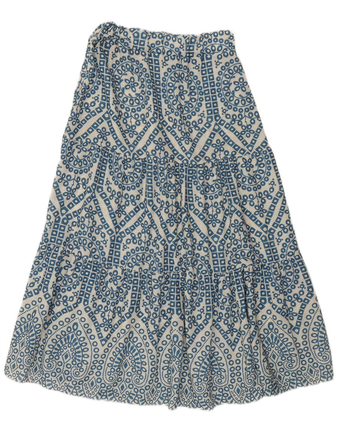 Gonna lunga da donna vintage W28 in viscosa Paisley blu medio