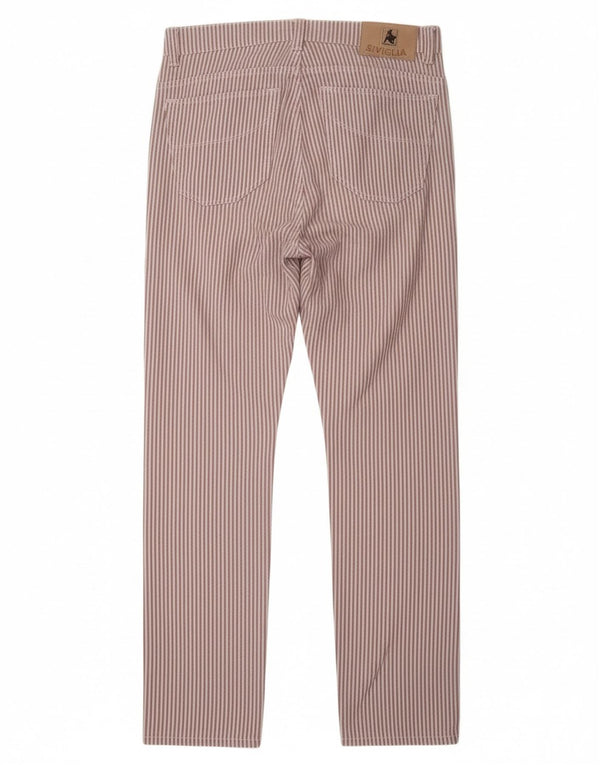 Pantaloni casual dritti da donna SIVIGLIA W31 L33 cotone gessato viola