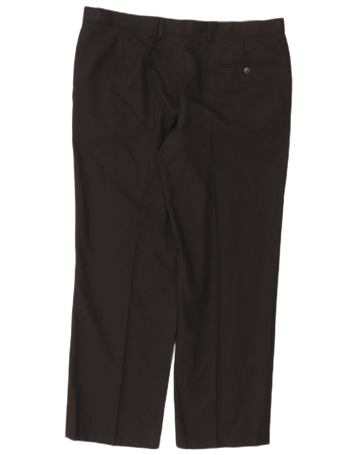 Pantaloni da abito regolari dritti da donna Marks & Spencer W36 L29 lana nera