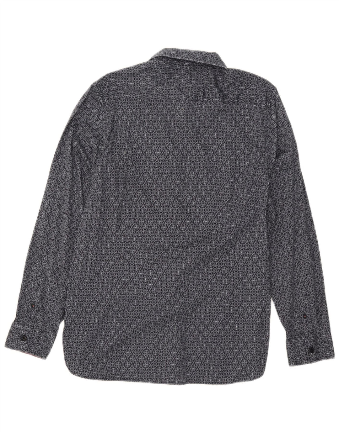 Ted Baker Camicia da uomo slim fit taglia 4 grande cotone geometrico blu navy