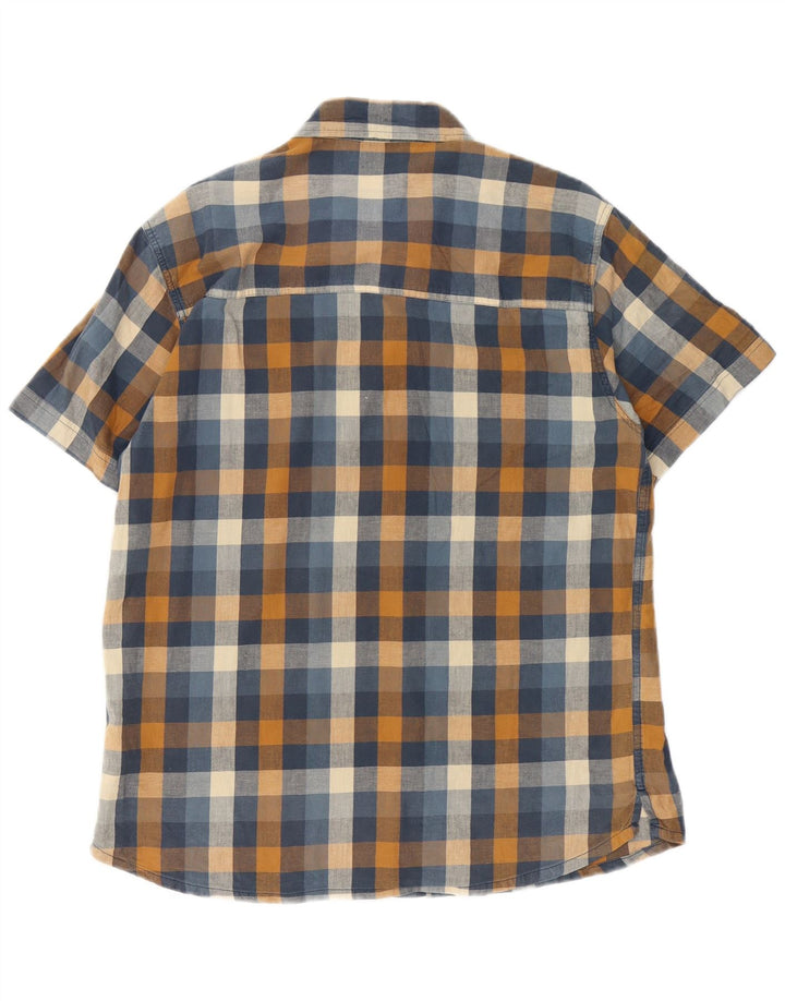 Mountain Warehouse Camicia da uomo a maniche corte in flanella a quadri grandi blu navy