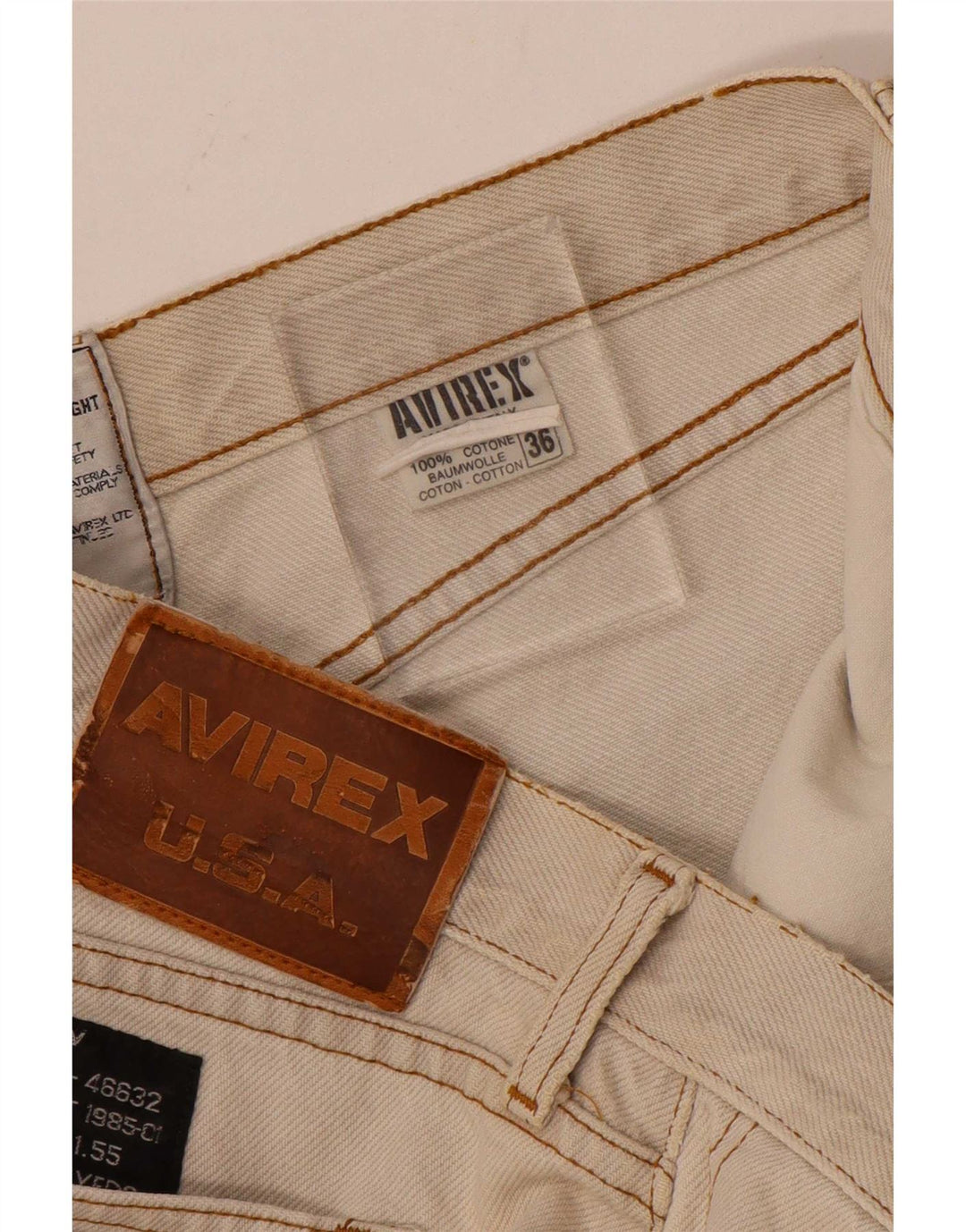 Jeans dritti da uomo Avirex W36 L30 cotone beige