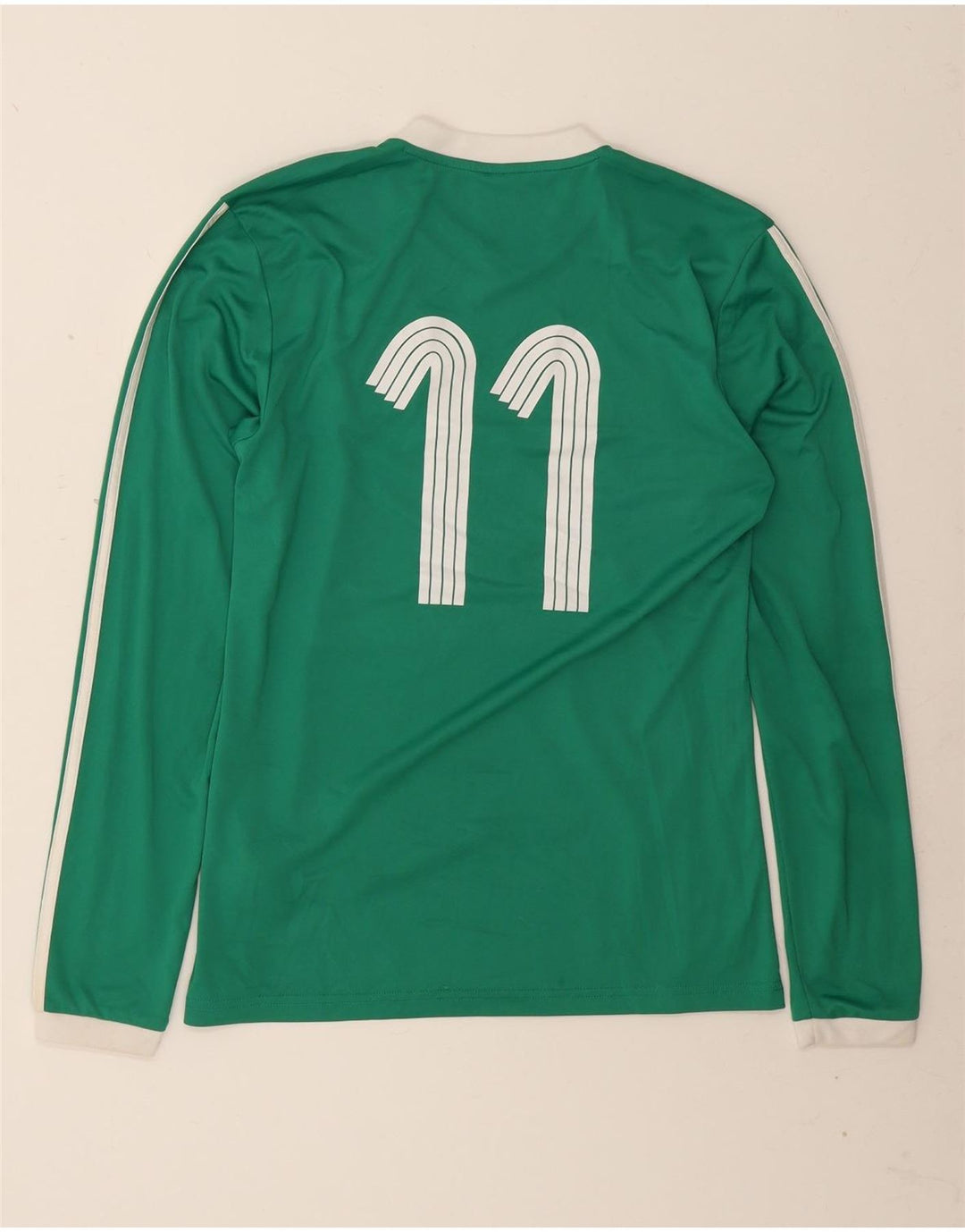 Adidas Uomo Climalite Graphic Top manica lunga piccolo poliestere a righe verdi