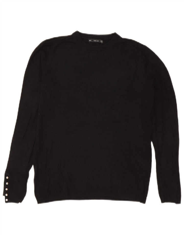 Maglione maglione girocollo da donna Zara UK 12 medio nero