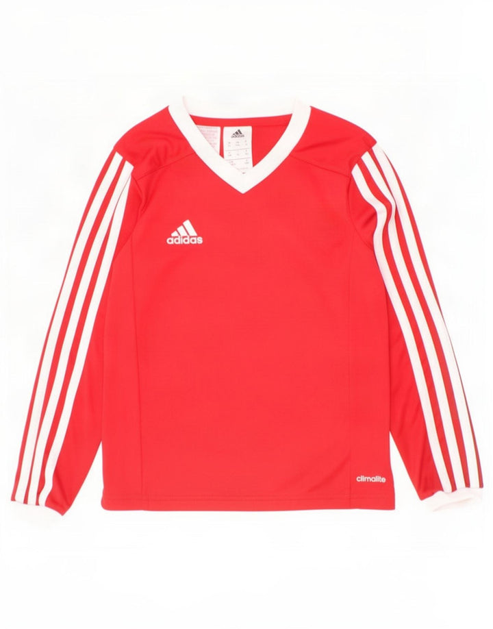 Top Adidas Climalite da ragazzo a manica lunga 7-8 anni piccolo rosso colorblock