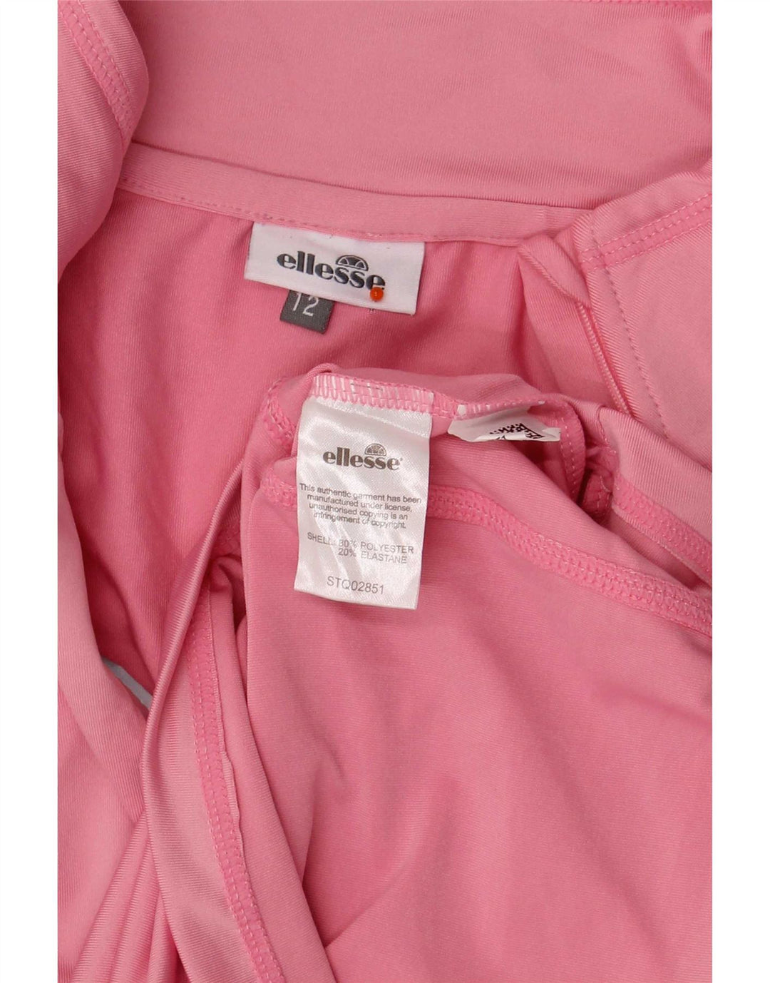 Ellesse, maglietta da donna con collo e zip, manica lunga, UK 12, poliestere rosa medio