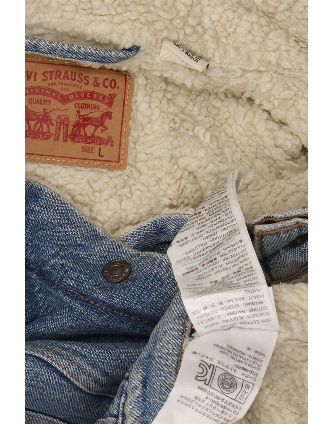 Giacca Levi's da donna in denim sherpa UK 14 grande cotone blu