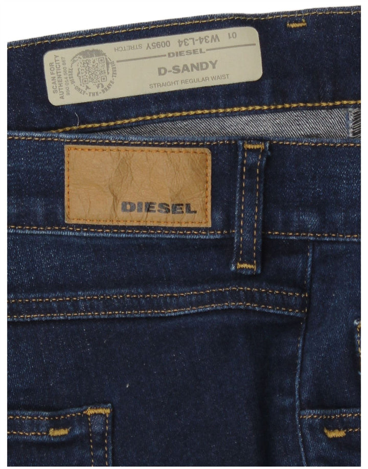 Jeans dritti regolari D-Sandy da donna Diesel W34 L34 cotone blu navy