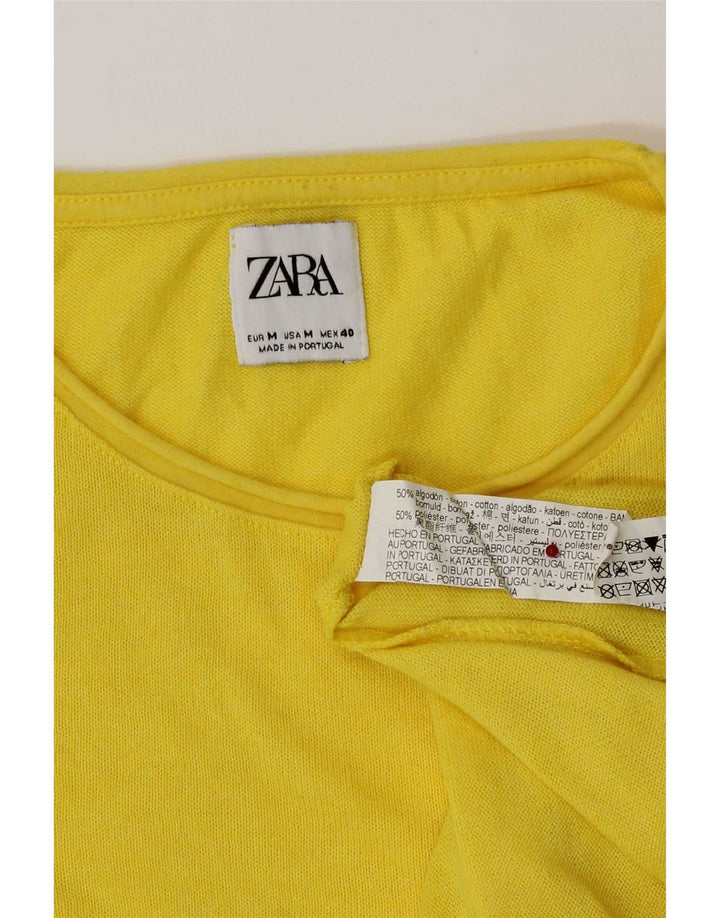 T-shirt Zara da uomo Top in cotone giallo medio