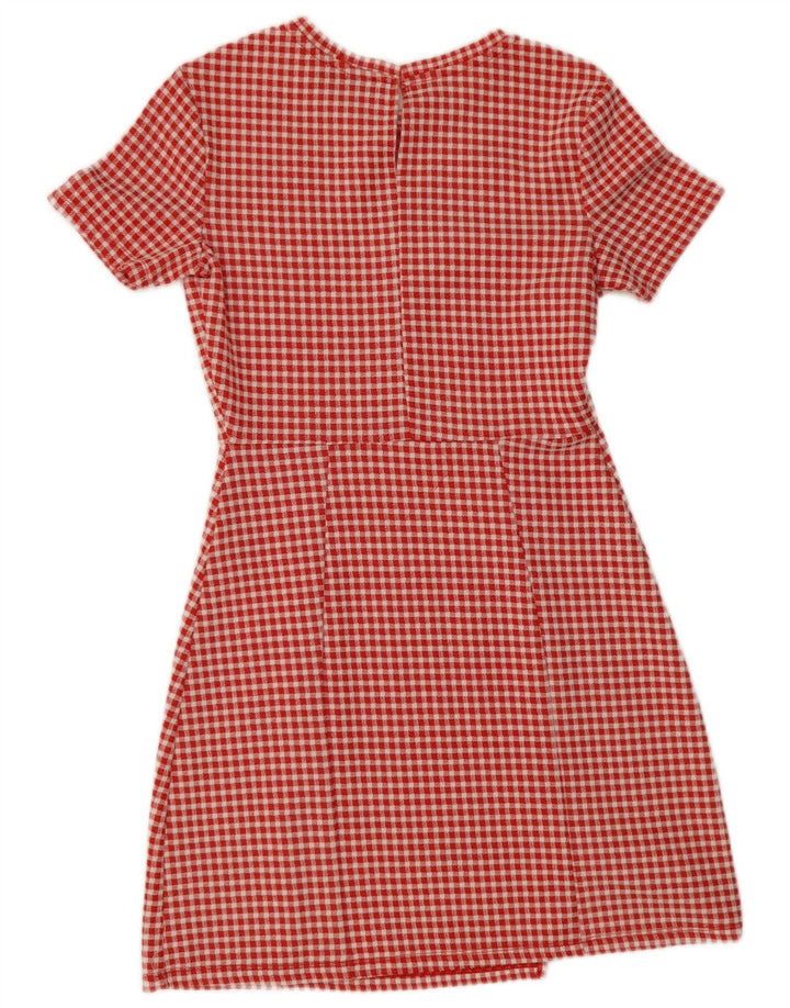 Abito a trapezio da donna Zara UK 12 poliestere a quadretti rosso medio
