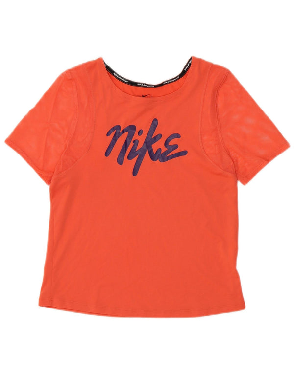 T-shirt grafica NIKE Dri Fit Crop da donna, taglia piccola, UK 10, arancione