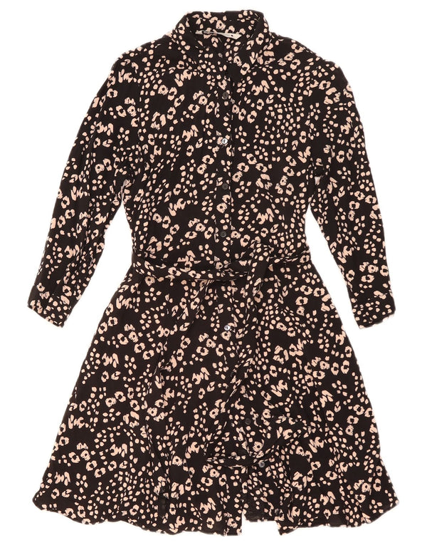 Abito camicia a maniche lunghe da donna Zara UK 6 XS viscosa nera