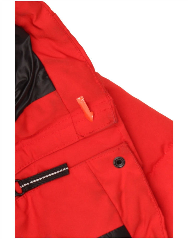 Cappotto imbottito con cappuccio da donna Superdry UK 8 piccolo poliestere rosso