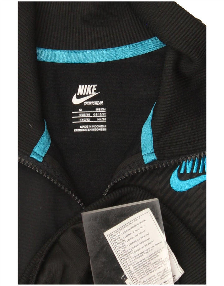 Giacca superiore della tuta da donna Nike UK 10/12 Poliestere gessato medio nero