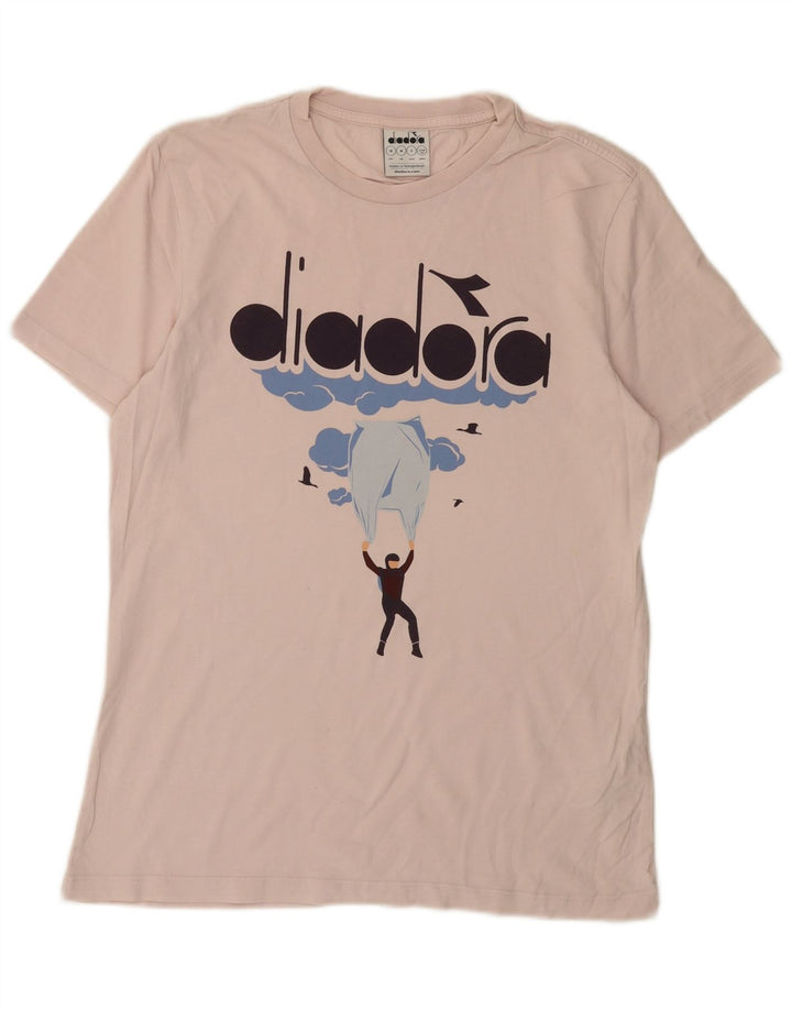 T-shirt grafica da uomo Diadora Top in cotone rosa medio