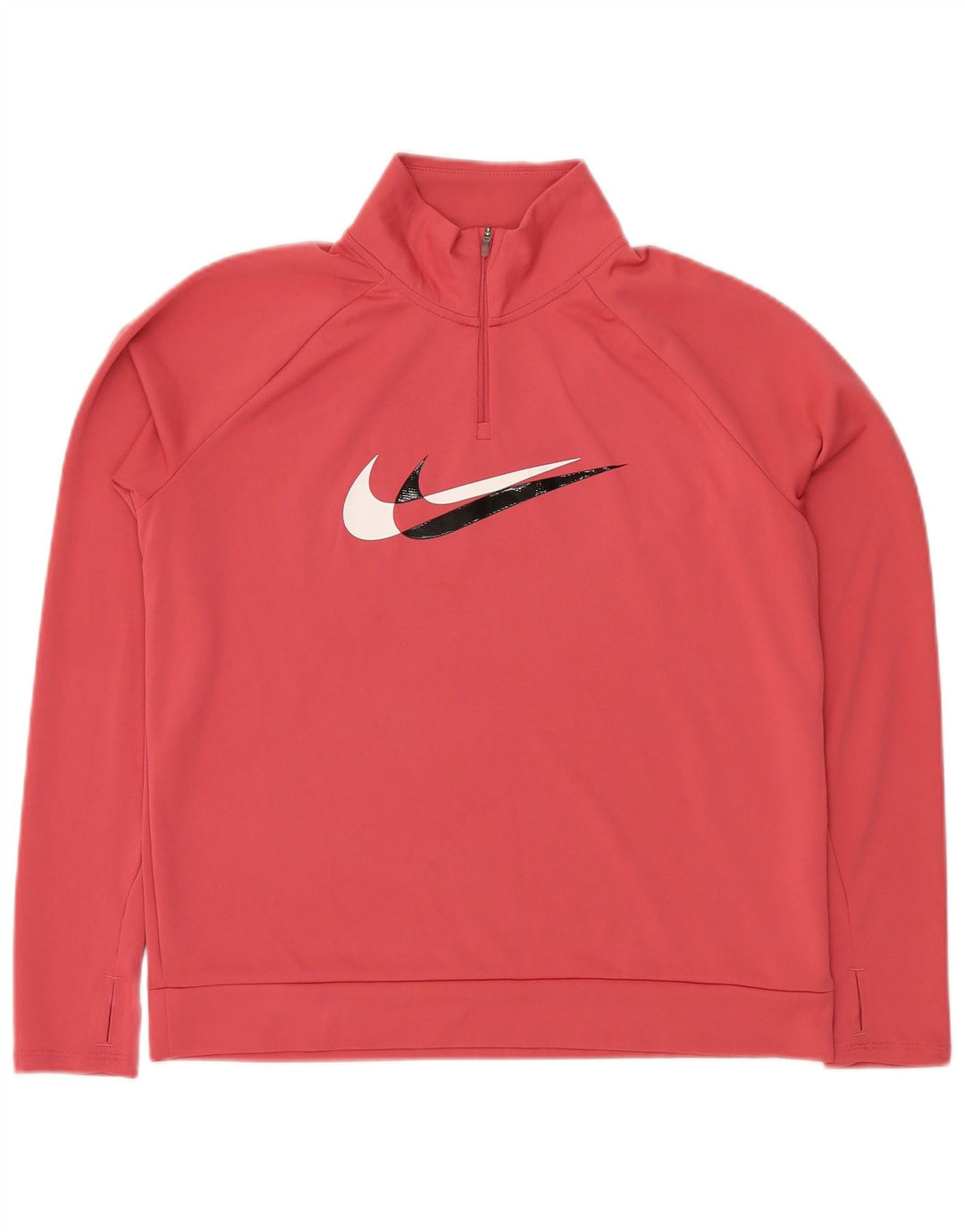 Felpa da donna con collo con zip grafica Dri Fit NIKE, maglione UK 14, rosa medio