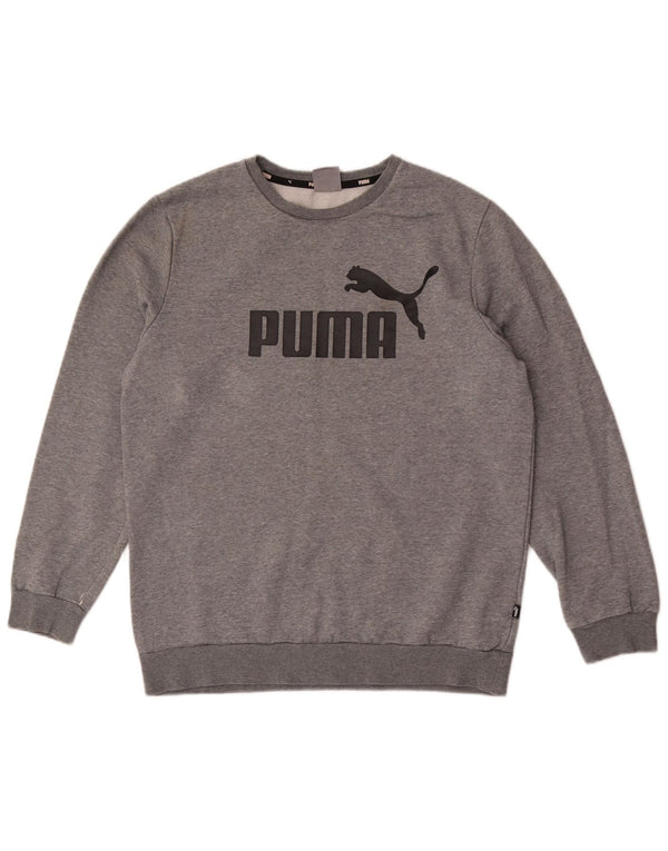 Felpa grafica da uomo Puma in cotone grigio medio
