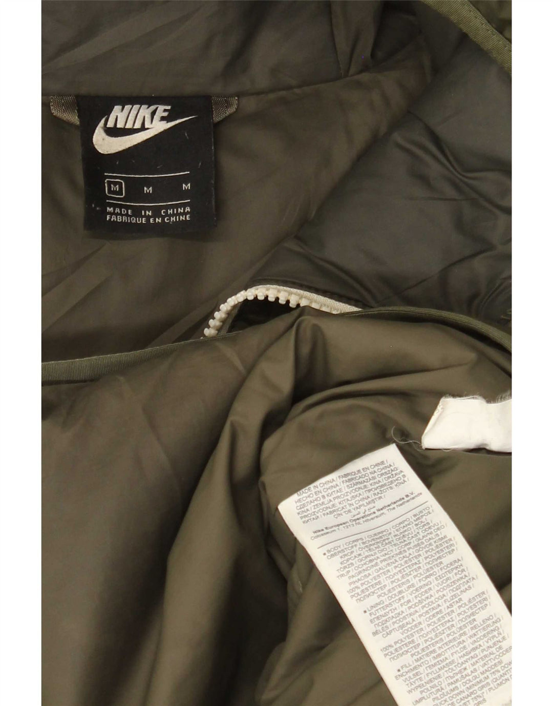Giacca imbottita con cappuccio Nike da uomo UK 38 medio poliestere kaki