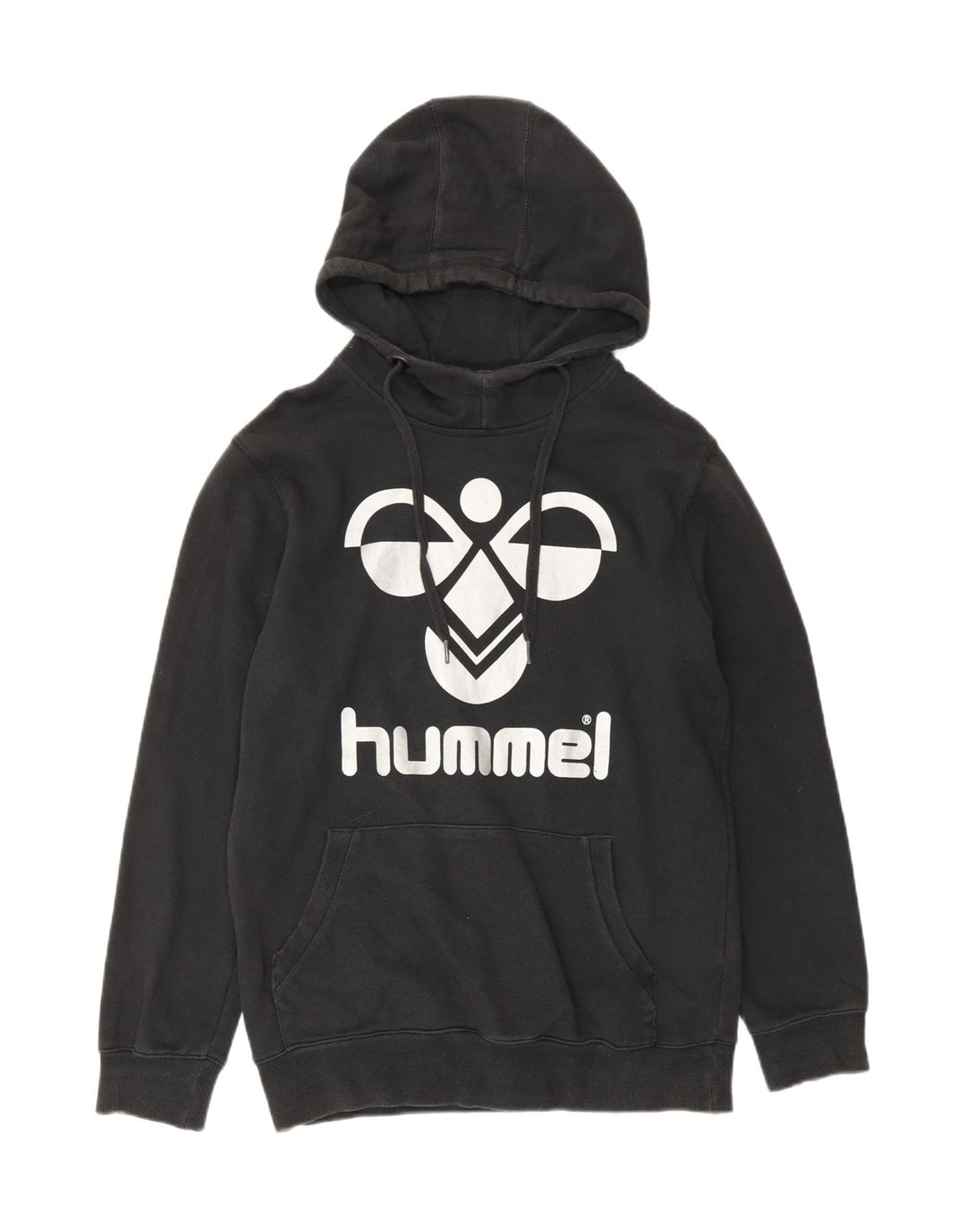 HUMMEL Mens Graphic Hoodie Jumper Small Black Cotton Vintage Hummel and Second-Hand Hummel from Messina Hembry 