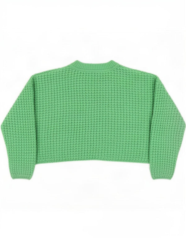 Zara Maglione corto girocollo oversize da donna UK 16 Large Verde