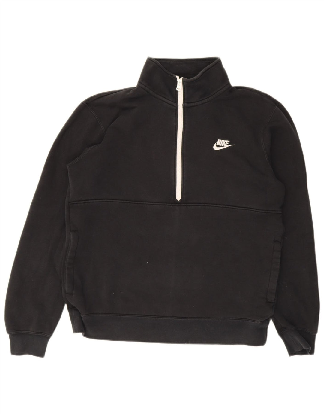 Felpa Nike da uomo con zip e collo, in cotone nero medio