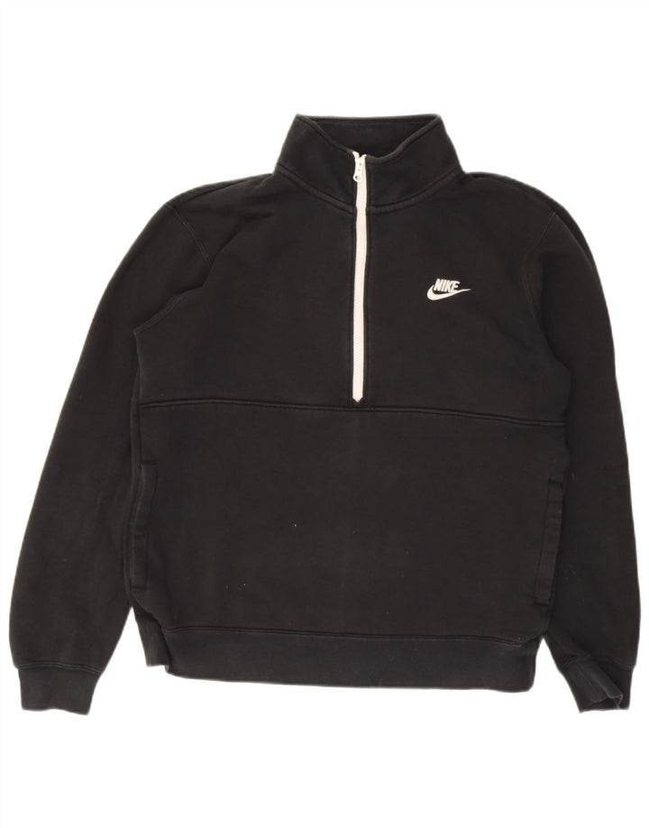 Felpa Nike da uomo con zip e collo, in cotone nero medio