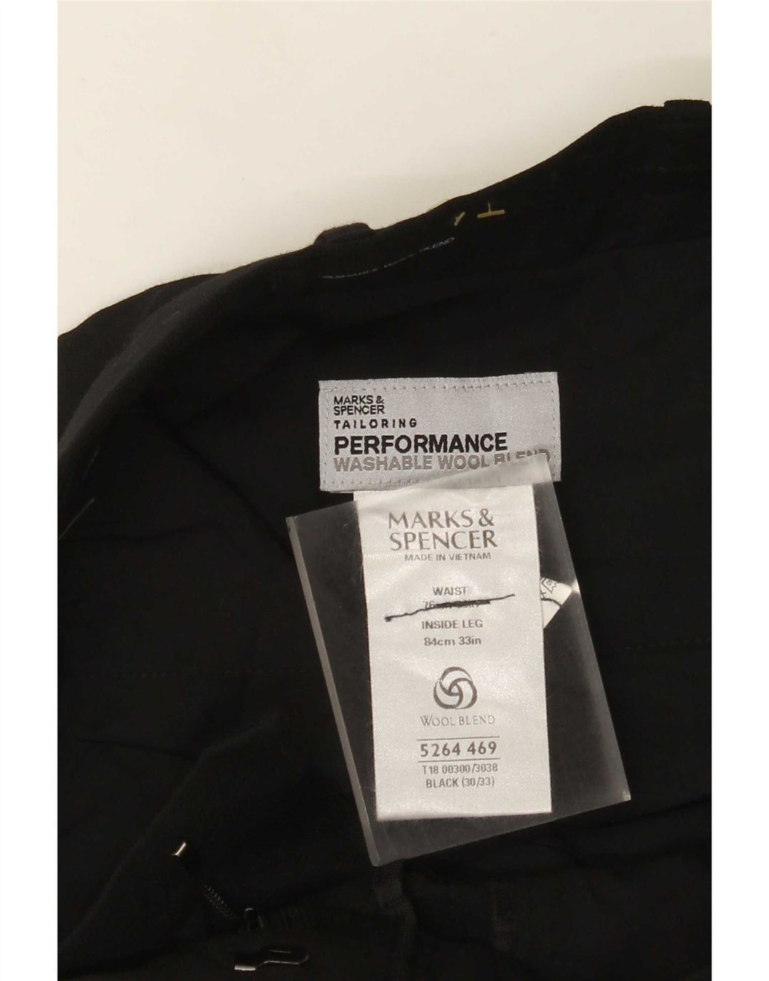 Pantaloni da abito dritti da uomo Marks & Spencer W30 L33 poliestere nero