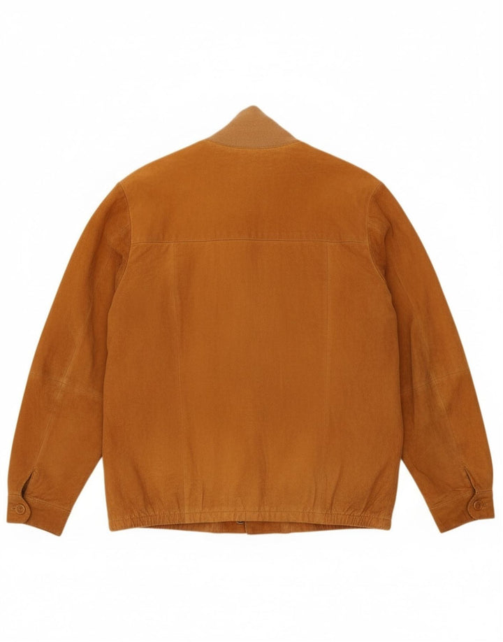 Giubbotto bomber vintage in pelle scamosciata da uomo IT 52 XL Beige