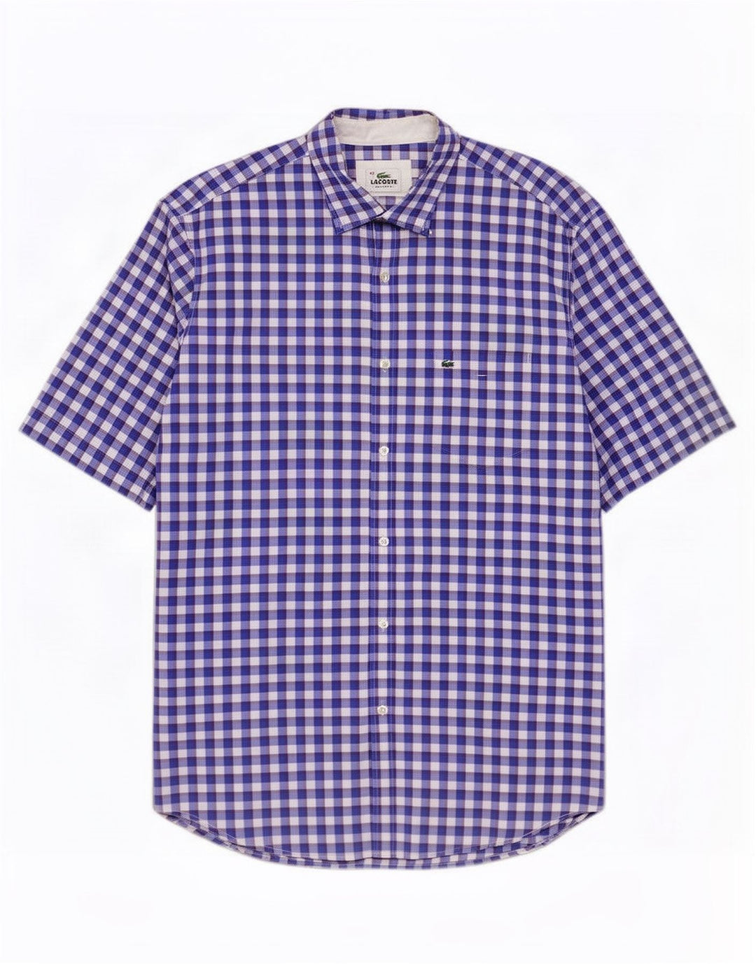 Camicia Lacoste da uomo a maniche corte vestibilità regolare taglia 42 grande a quadretti blu