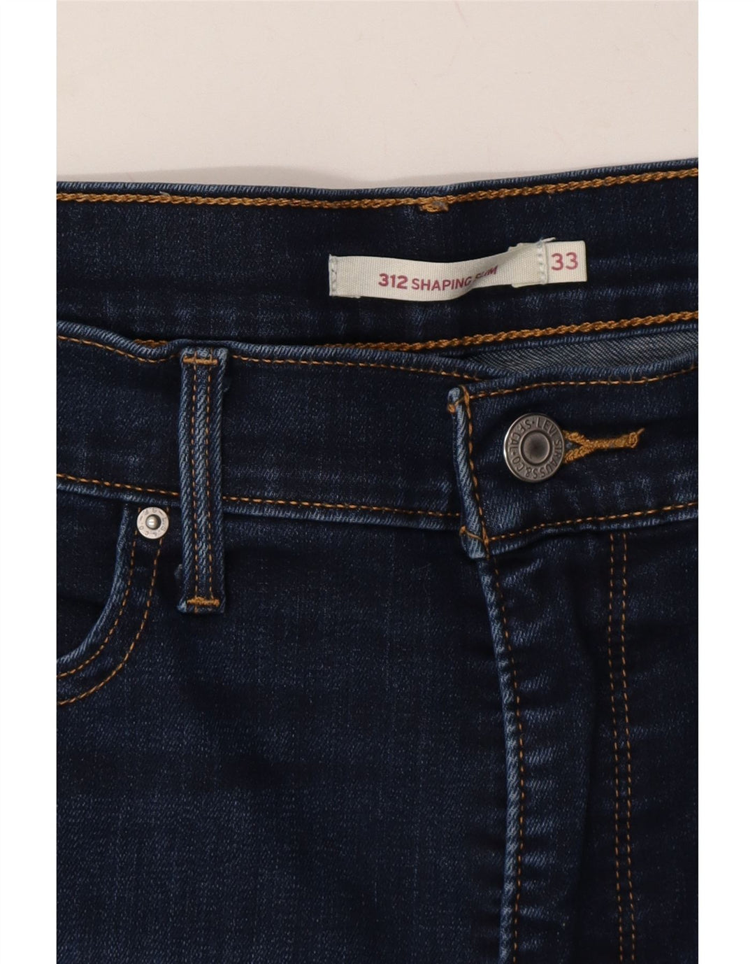 LEVI'S Womens 312 Shaping Slim Denim Shorts W33 Large  Navy Blue Vintage Levi's and Second-Hand Levi's from Messina Hembry 