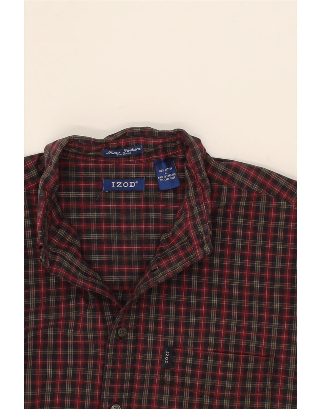 IZOD Mens Shirt Large Red Check Cotton Vintage Izod and Second-Hand Izod from Messina Hembry 