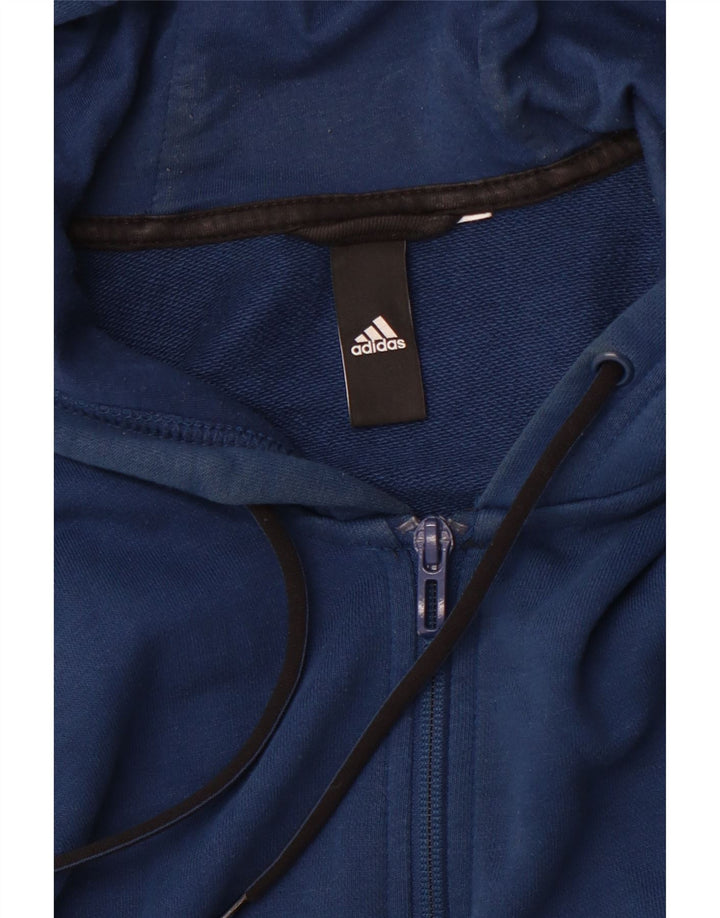 Maglione con cappuccio e zip grafica da uomo ADIDAS blu medio