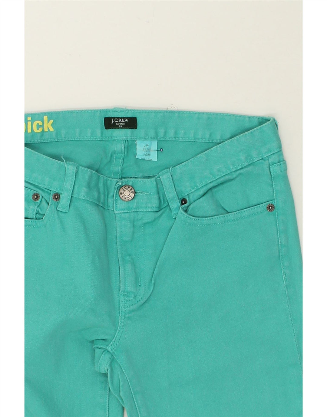 J. CREW Womens Toothpick Slim Jeans W28 L 25  Green Cotton | Vintage J. Crew | Thrift | Second-Hand J. Crew | Used Clothing | Messina Hembry 