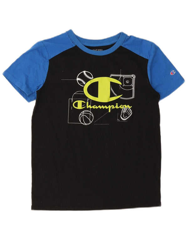 T-shirt grafica Champion da bambino, 14-15 anni, in cotone color block nero