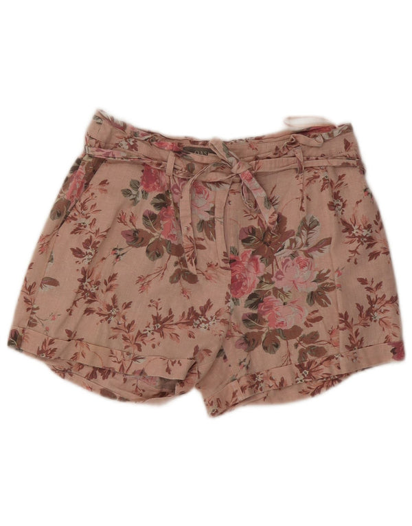 Pantaloncini chino da donna Oasis UK 8 piccoli W27 lino floreale rosa