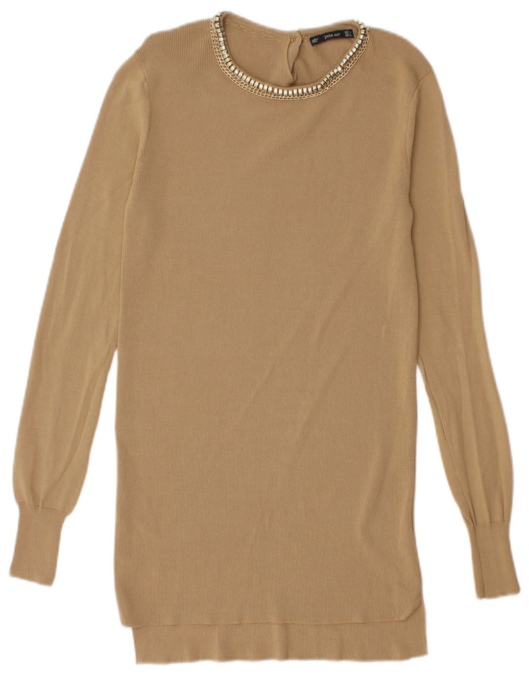 Maglione maglione con scollo a barca da donna Zara UK 8 piccolo beige