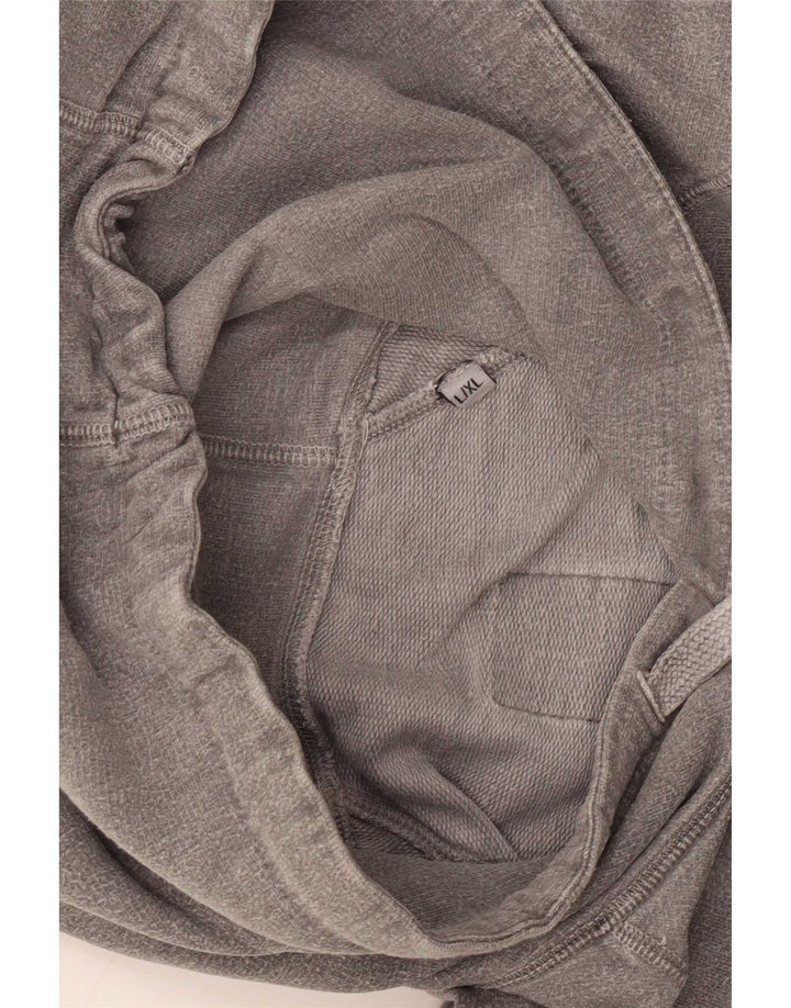 Maglione con cappuccio grafico vintage da uomo grande grigio