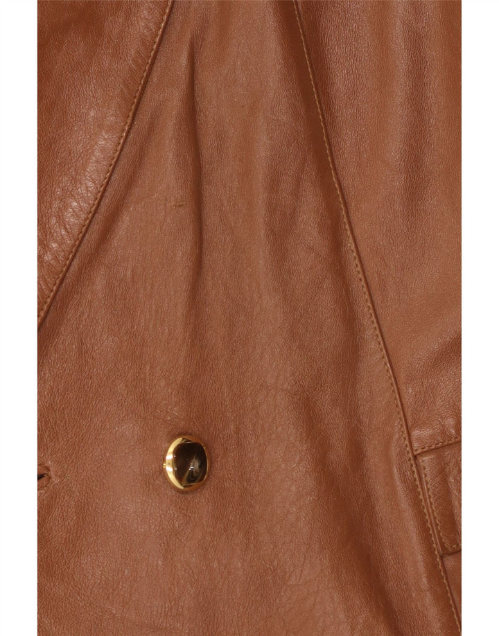 Giacca Blazer in Pelle Doppio Petto da Donna Anfor IT 44 Marrone Medio