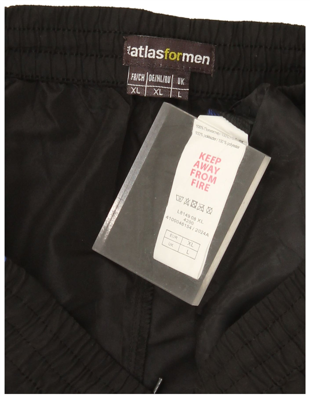 ATLAS FOR MEN Pantaloni da tuta da uomo Grandi in poliestere color block nero
