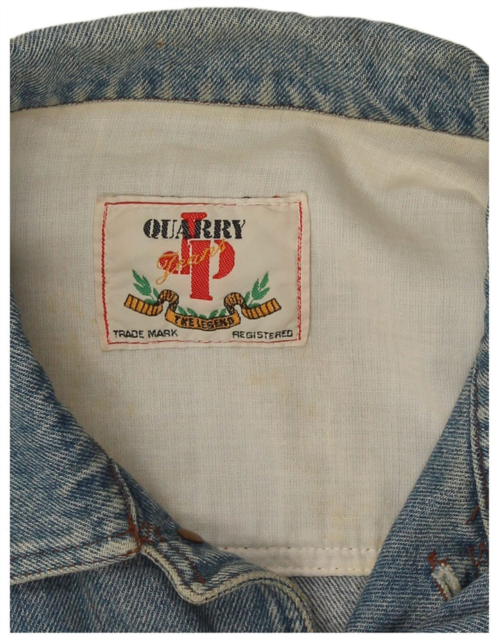 Giacca in denim grafico da uomo Quarry UK 38 Cotone blu medio