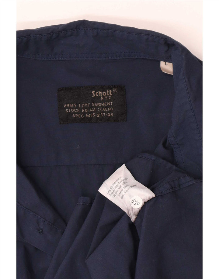 Camicia da uomo Schott Large in cotone blu navy