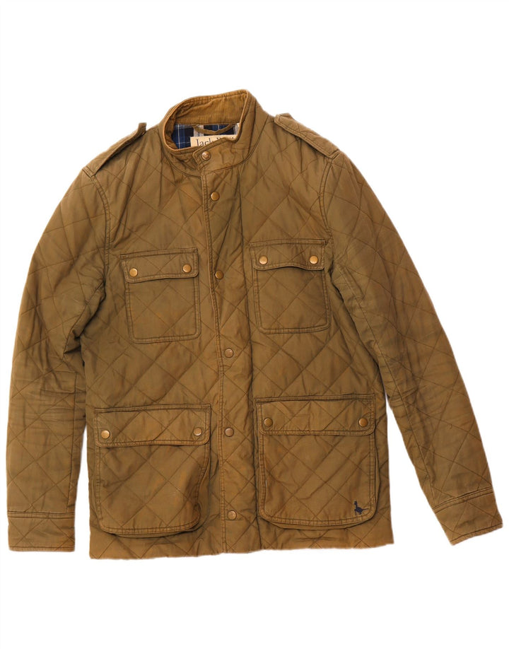 JACK WILLS Giacca trapuntata militare da uomo UK 36 piccola cotone kaki