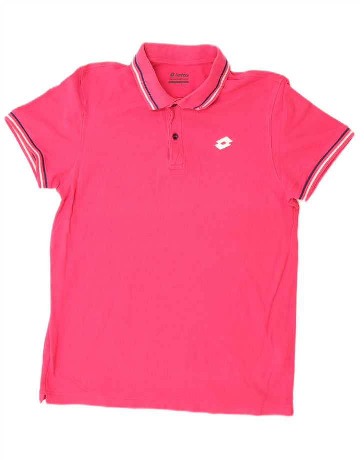 Polo da uomo LOTTO in cotone rosa medio