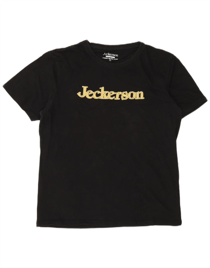 T-shirt grafica da uomo Jeckerson Top grande in cotone nero