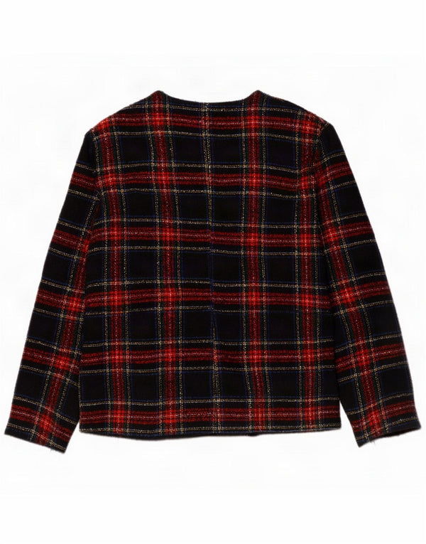 Vintage Womens Full Zip Blazer Jacket UK 16 Large Multicoloured Plaid Wool