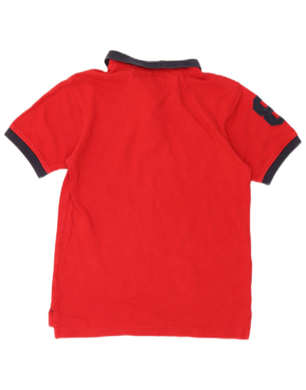 Tommy Hilfiger Boys Graphic Polo Shirt 12-13 Years Medium Red Colourblock