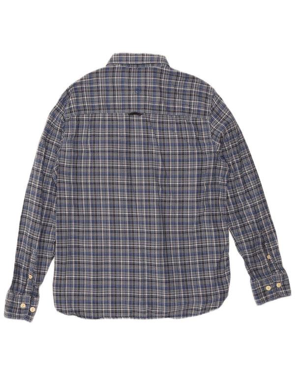 Fat Face Camicia da uomo in flanella dal taglio classico, cotone a quadri blu medio