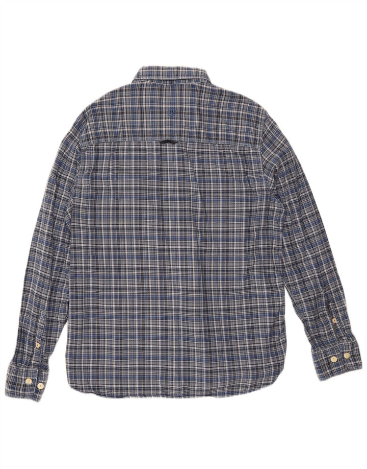 Fat Face Camicia da uomo in flanella dal taglio classico, cotone a quadri blu medio
