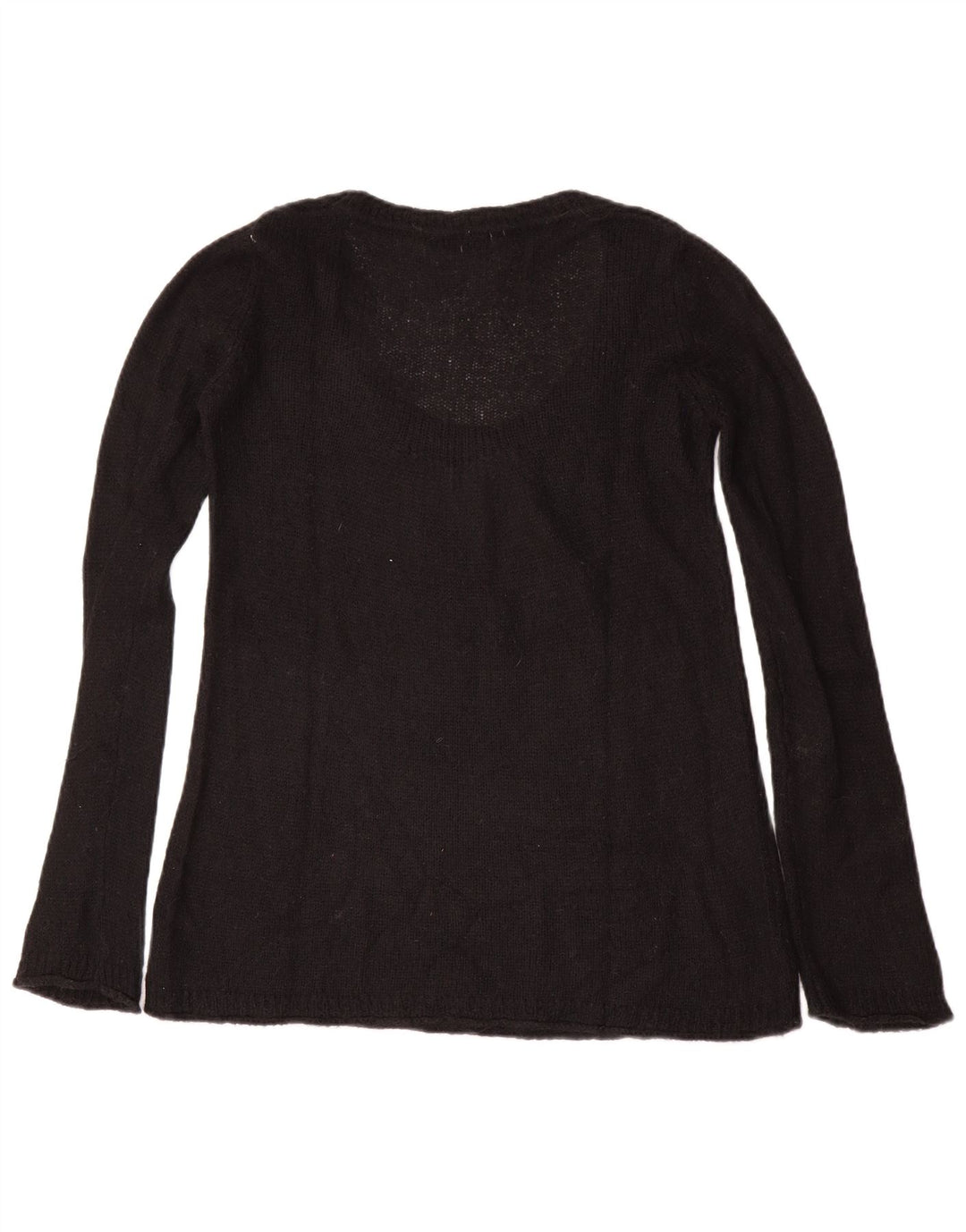 ZARA Womens Boat Neck Jumper Sweater UK 14 Medium Black Acrylic