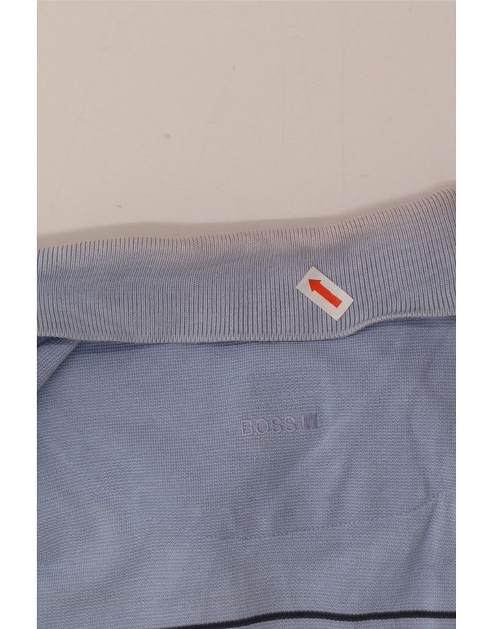 Polo da uomo Hugo Boss in cotone a righe grandi blu